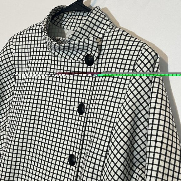 CABI Windowpane Plaid Jacket Blazer Women’s Medium Size Cropped Black White - Picture 9 of 16